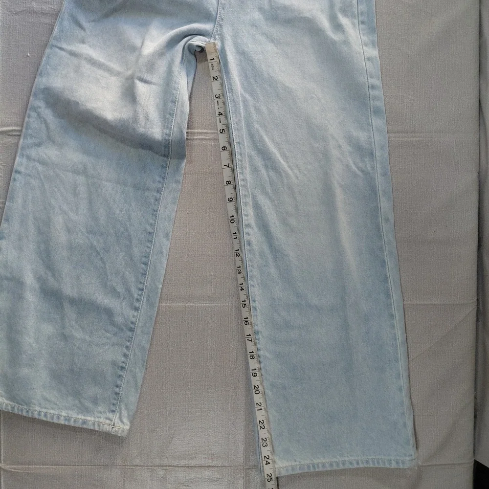 Old Navy High Rise Baggy Wide Leg Built In Tough Jeans Youth 12 Light Wash Denim